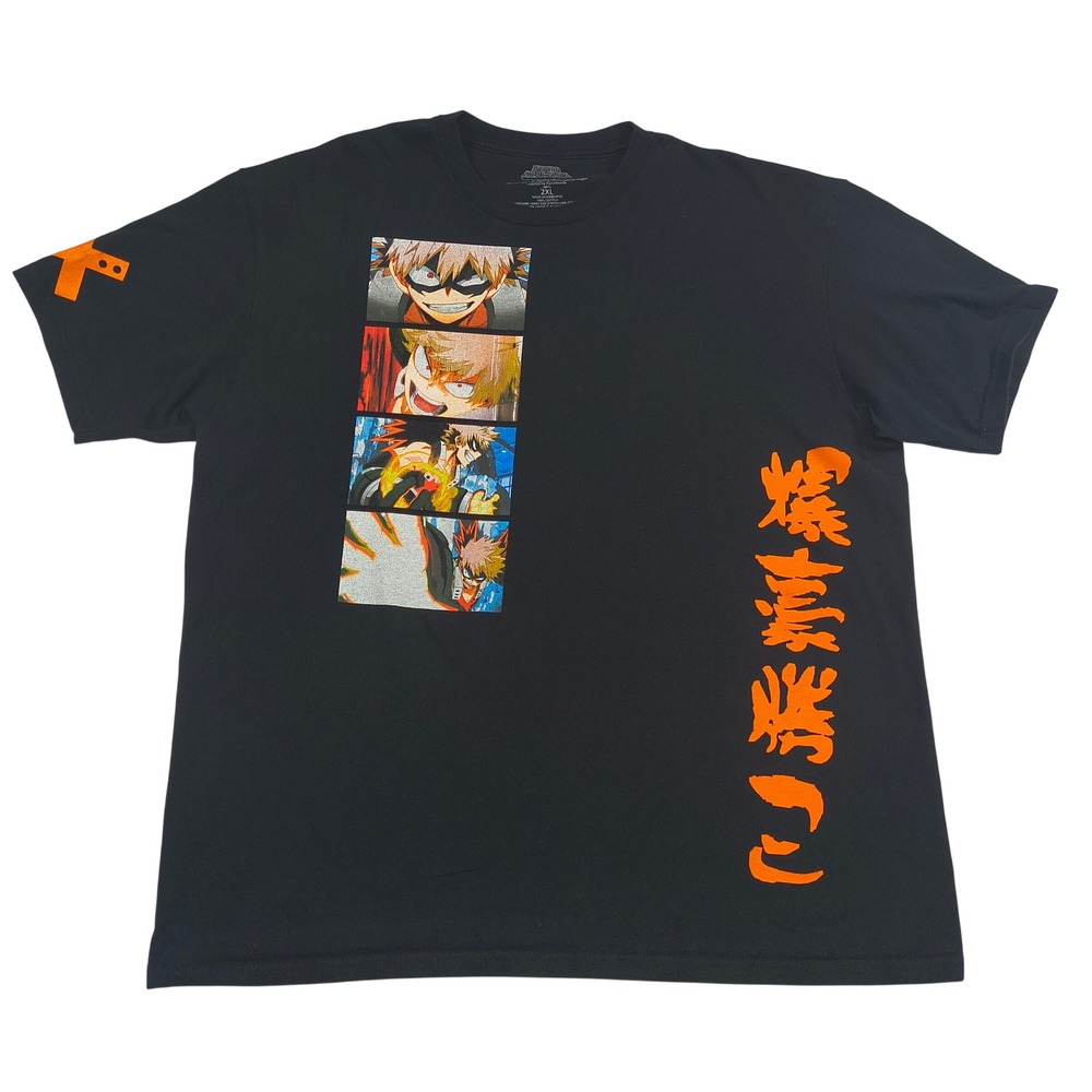 My Hero Academia Katsuki Bakugo Graphic T-Shirt Black Mens 2XL Anime Manga